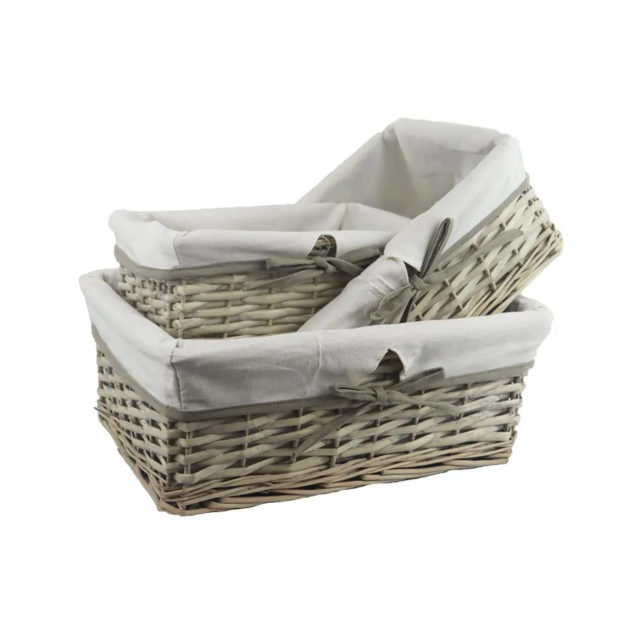 Basket with fabric, S/3 P2048