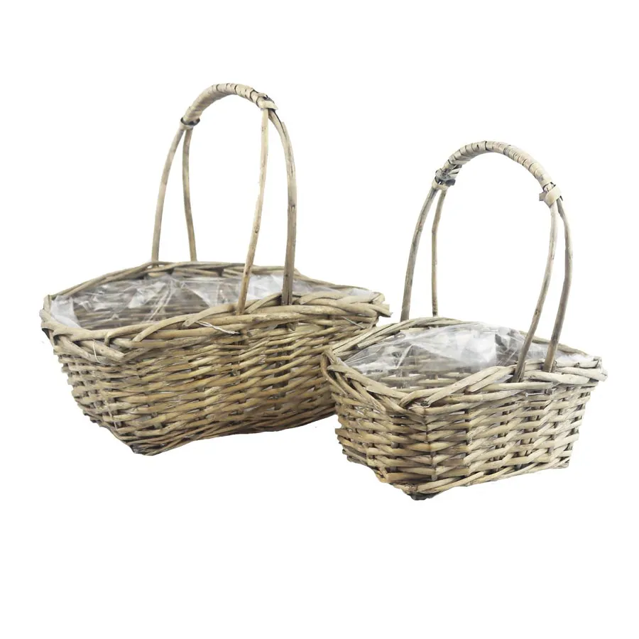 Decorative basket with plastic lining, 2 pcs P2225