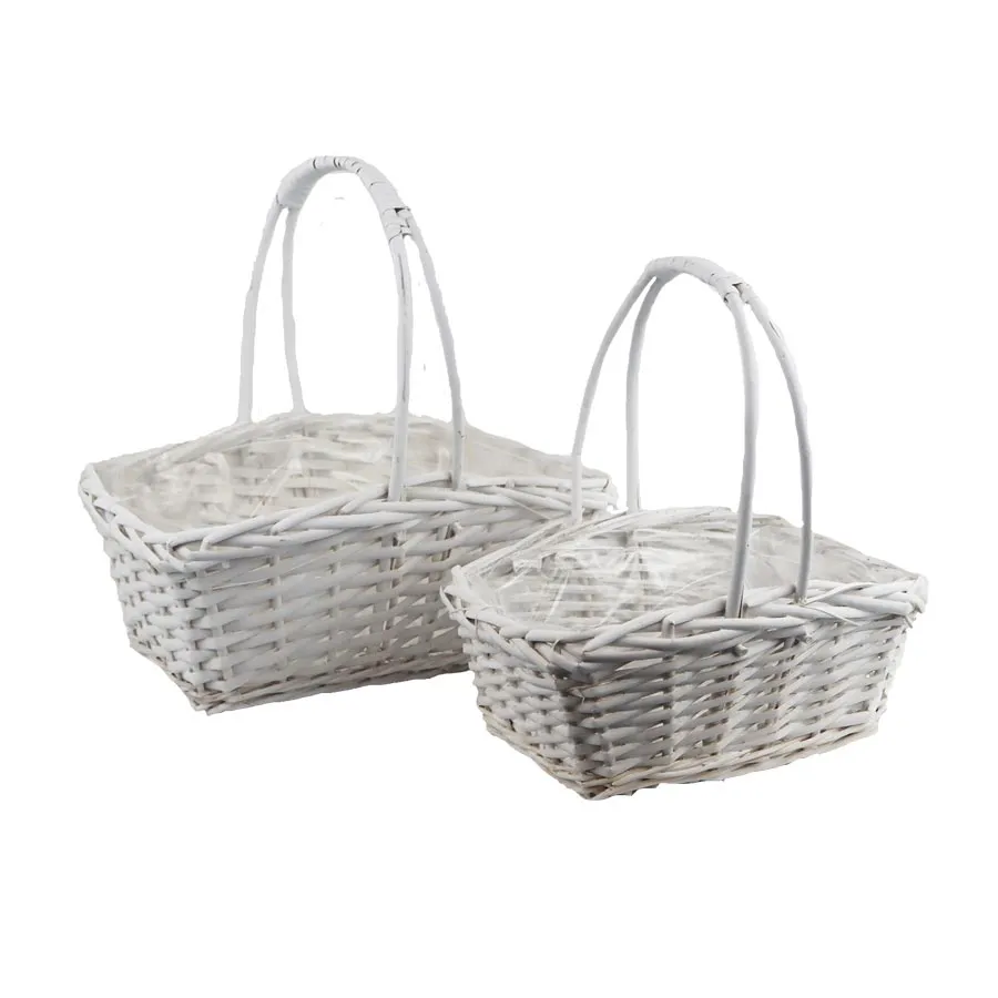 Decorative basket with plastic lining, 2 pcs P2226