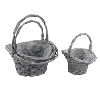 Decorative basket with plastic, 3 pcs P2227