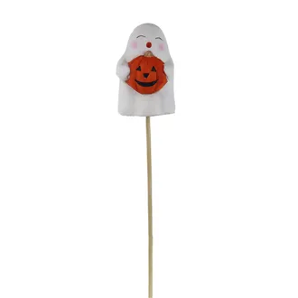 Ghost with pumpkin deco on stick X6032