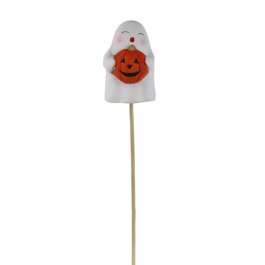 Ghost with pumpkin deco on stick X6032