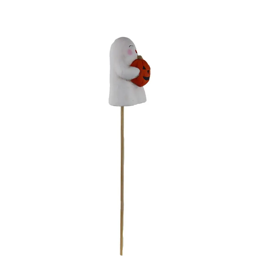 Ghost with pumpkin deco on stick X6032