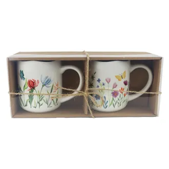 Spring flowers mug, 2 pcs X6426