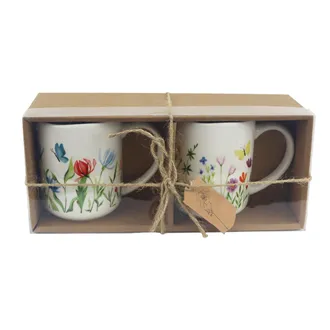 Spring flowers mug, 2 pcs X6426