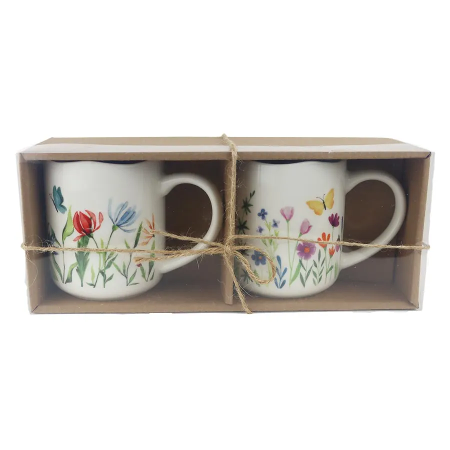 Spring flowers mug, 2 pcs X6426